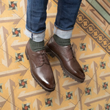 Brown Leather Alissa Chunky Derby Shoes 