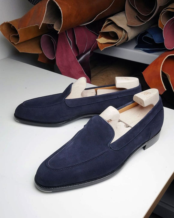 avy Blue Suede Lucian Loafers