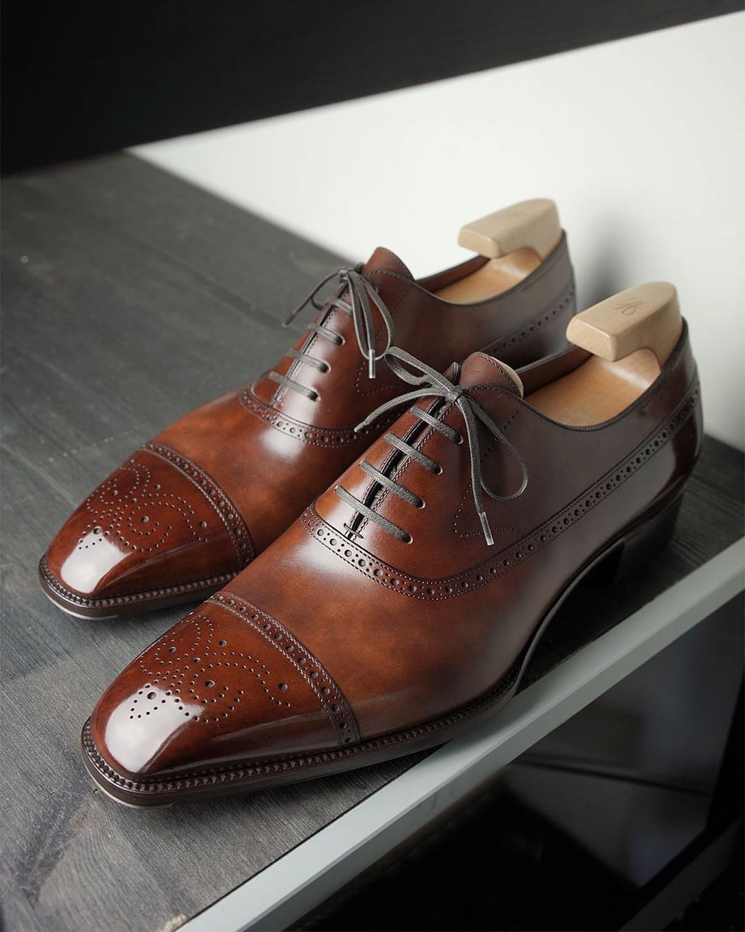 Tan Leather Aislinn Brogue Toe Cap Oxfords