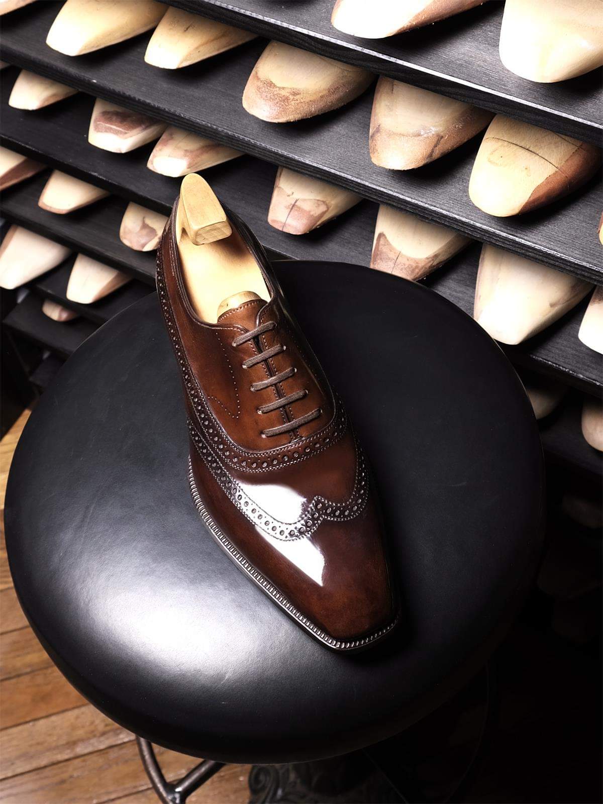 Brown Leather Cedria Brogue Wingtip Oxfords
