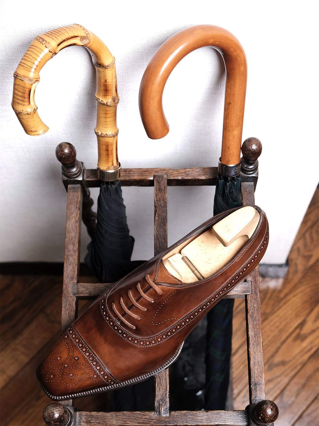 Tan Leather Callista Brogue Toe Cap Oxfords