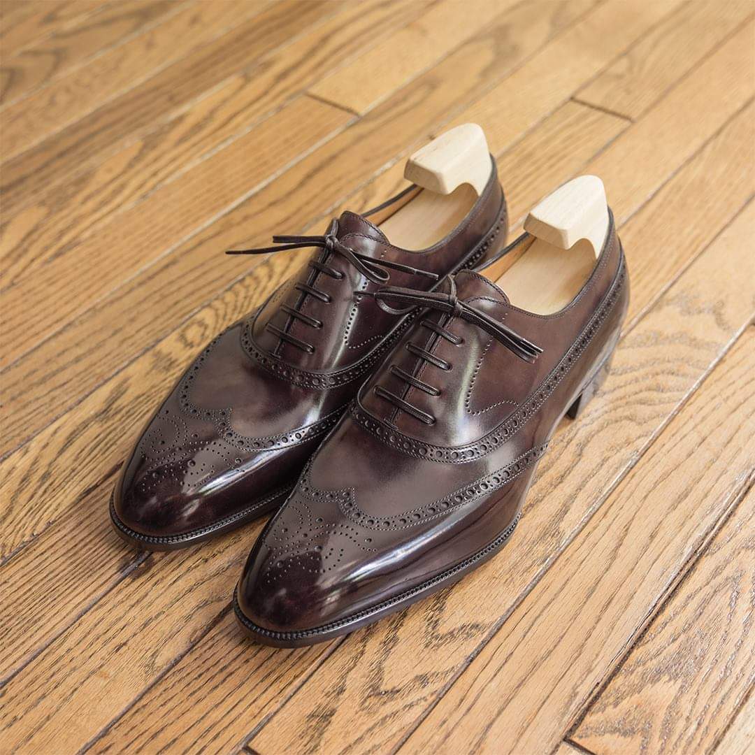 Brown Leather Cedria Brogue Wingtip Oxfords