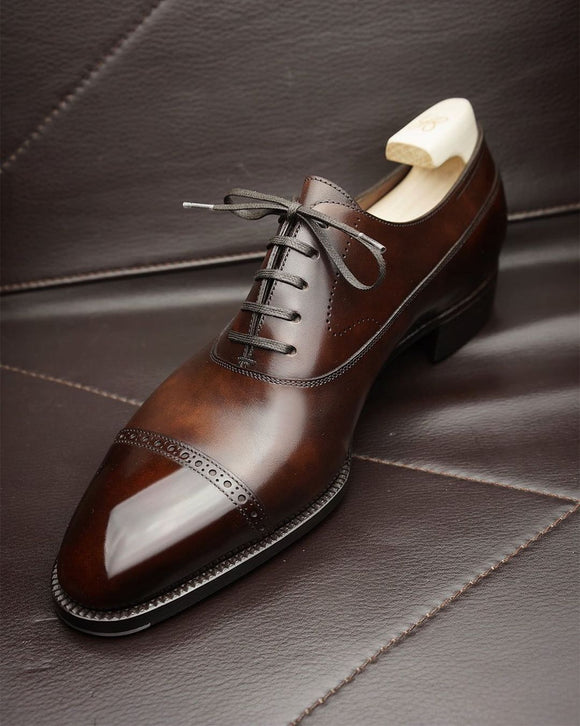 Brown Leather Alistair Toe Cap Oxfords