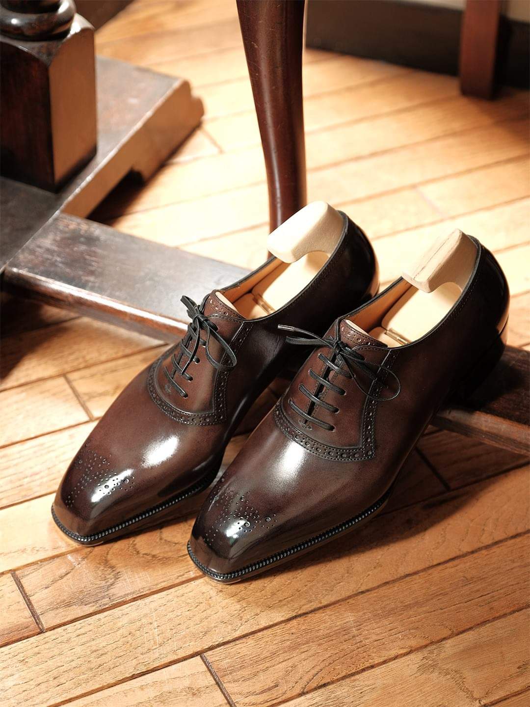 Brown Leather Faelan Brogue Oxfords