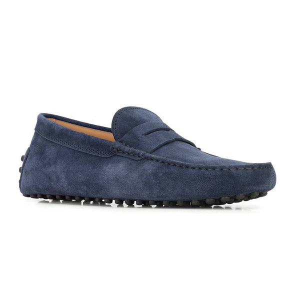 Height Increasing Navy Blue Suede Alcalde Penny Driving Loafers