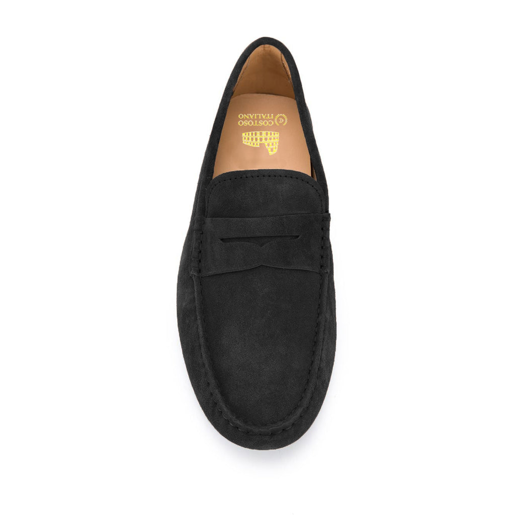 Black Suede Alcalde Penny Driving Loafers