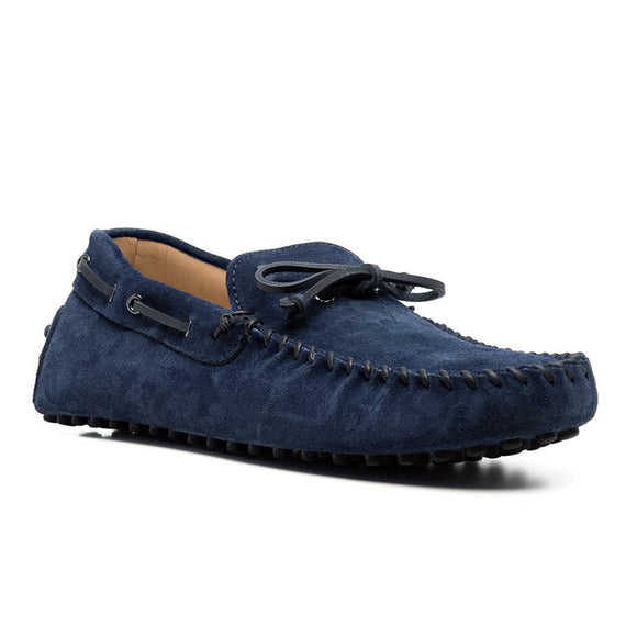 Height Increasing Navy Blue Suede Alcalde Driving Loafers