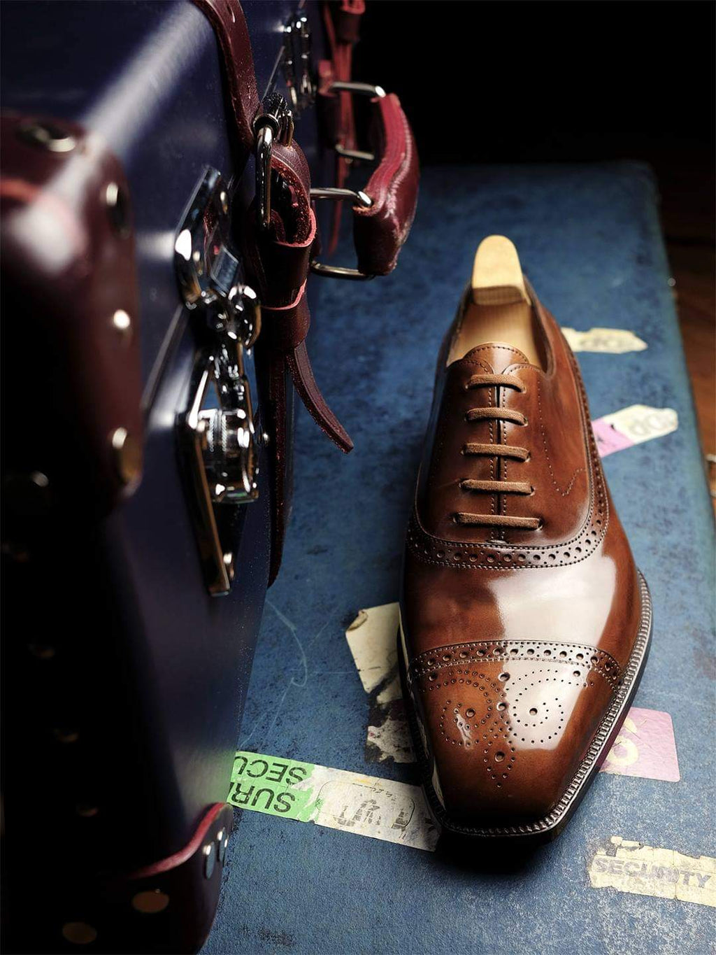 Tan Leather Callista Brogue Toe Cap Oxfords