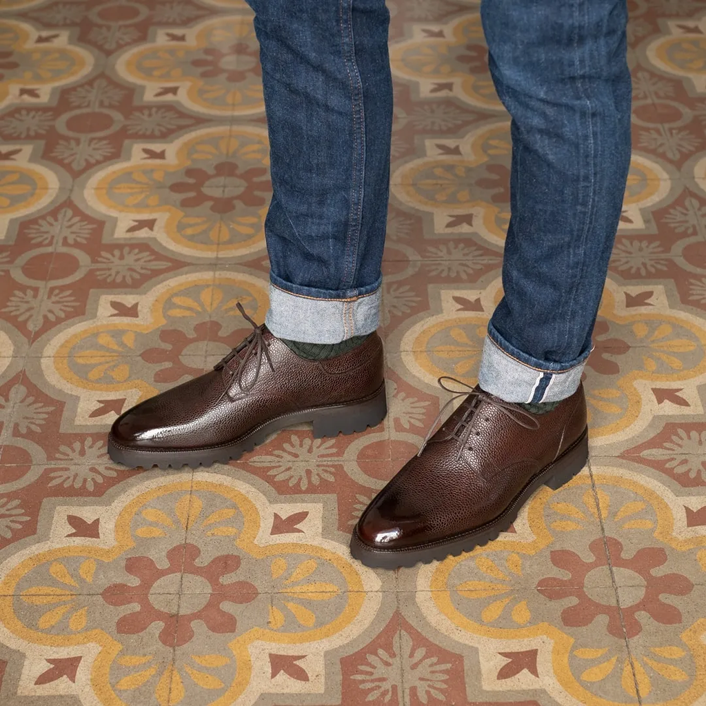 Brown Leather Alissa Chunky Derby Shoes 