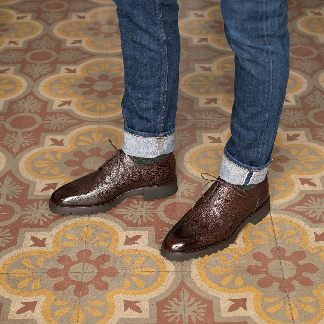 Brown Leather Alissa Chunky Derby Shoes 