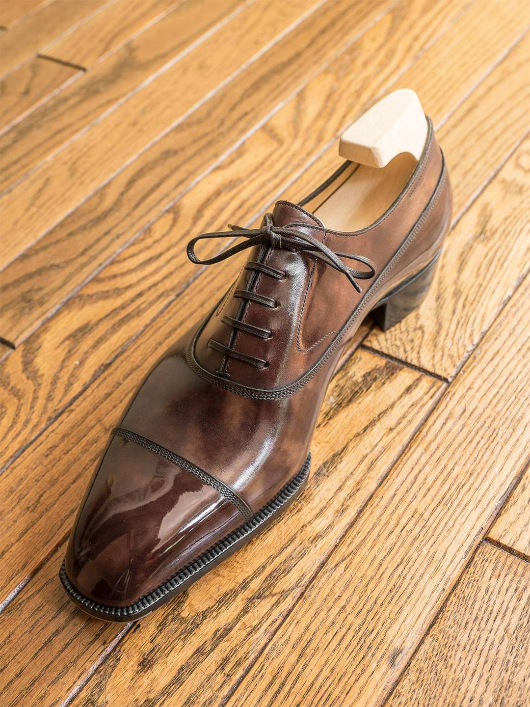 Brown Leather Galatea Whole Cut Oxfords 