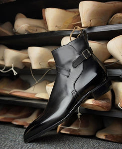 Black Leather Alvor Slip On Jodhpur Boots