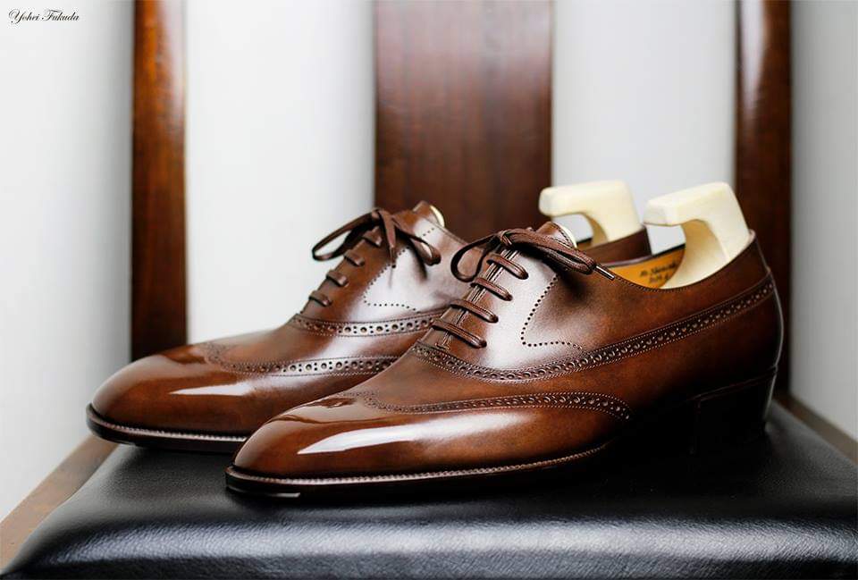 Tan Leather Cedria Brogue Wingtip Oxfords 