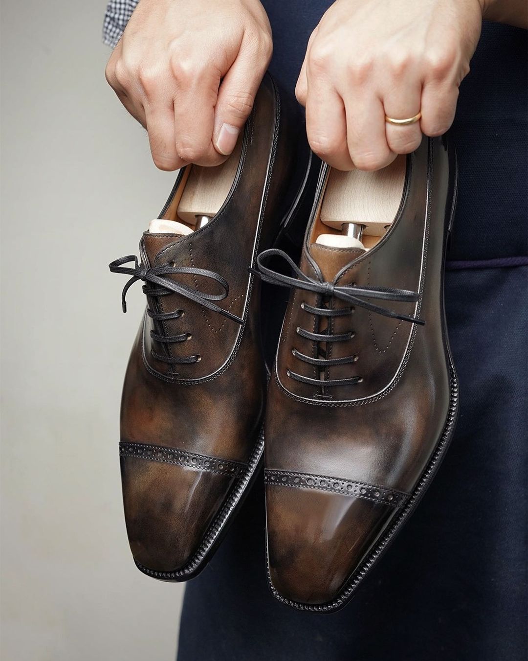 Brown Leather Celestia Brogue Toe Cap Oxfords