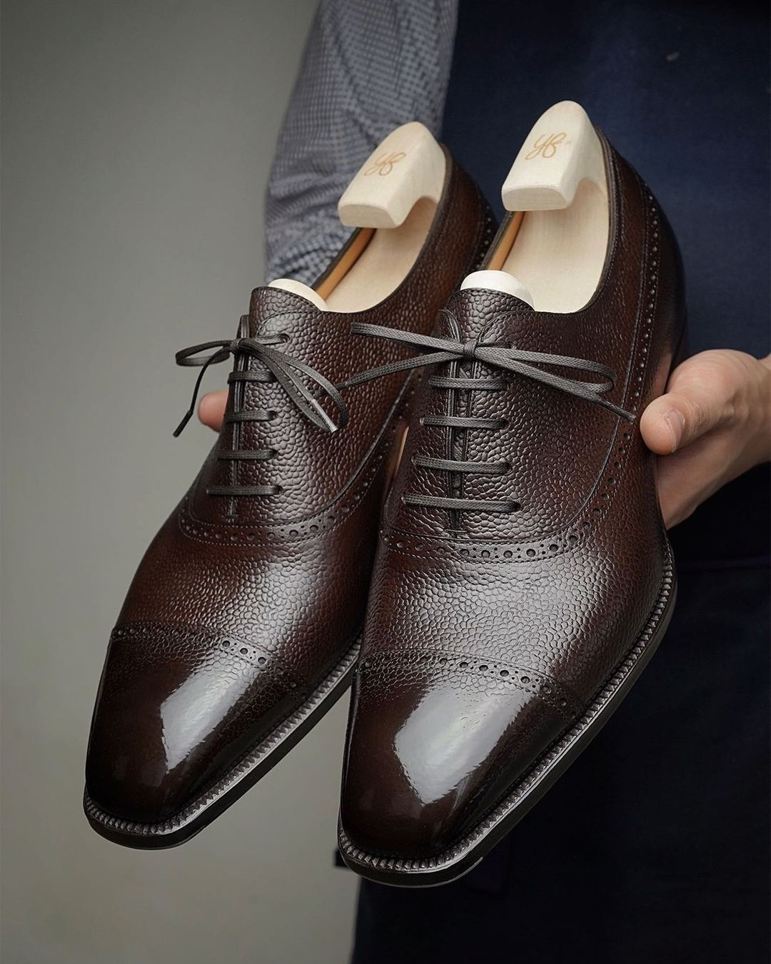 Brown Leather Althea Brogue Toe Cap Oxfords 