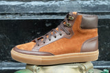 Height Increasing Tan Suede and Brown Leather Foxton Lace Up High Top Sneakers
