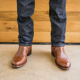 Height Increasing Tan Italian Leather Remington Slip On Western Cowboy Boots