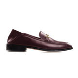 Flat Feet Shoes - Brown Burgundy Leather Penela Horsebit Collapsible Loafer Slippers with Arch Support