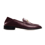 Height Increasing Brown Burgundy Leather Penela Horsebit Collapsible Loafer Slippers