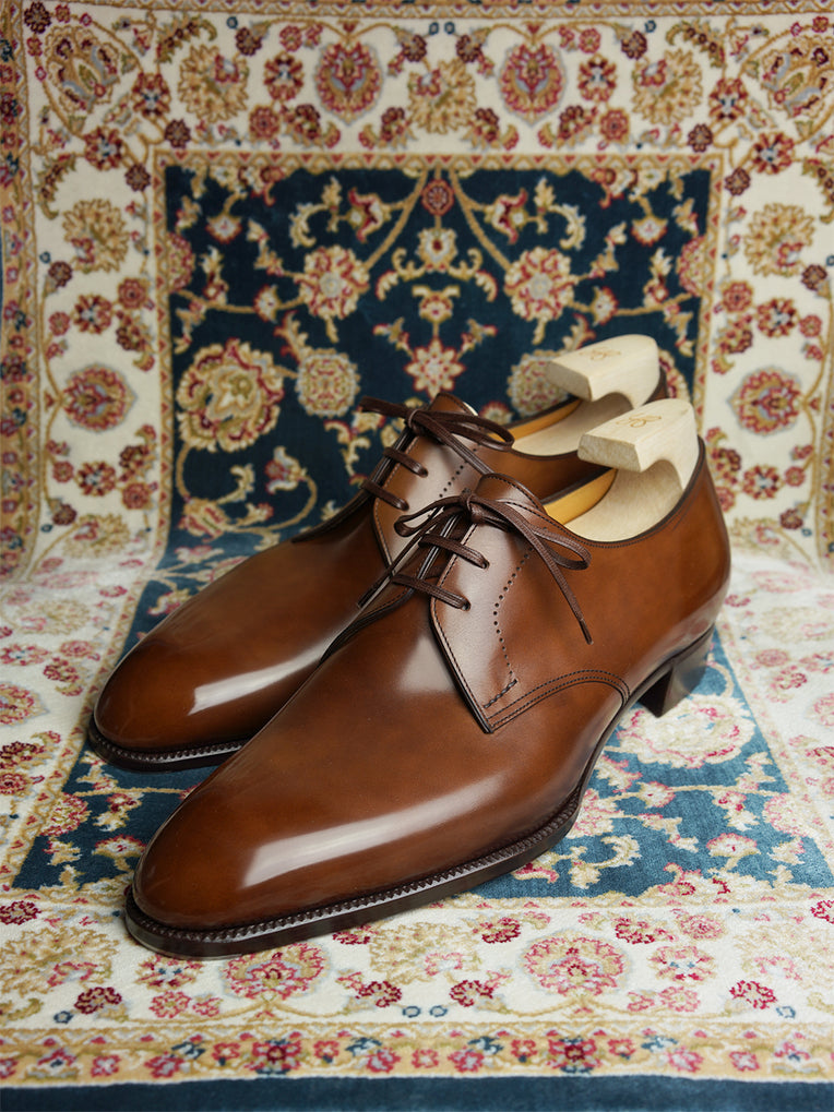 Tan Leather Geredene Derby Shoes 