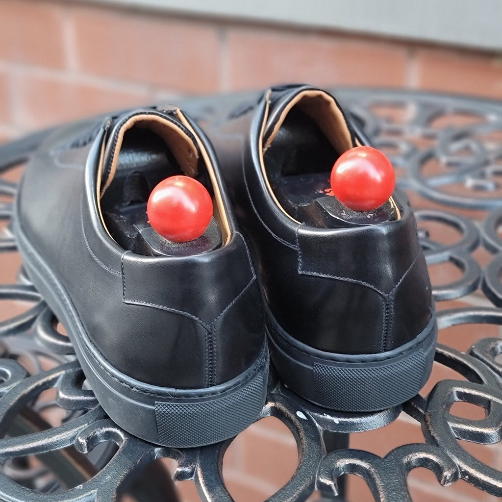 Height Increasing Black Leather Fairfax Lace Up Sneakers 