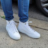 White Leather Foxton Lace Up High Top Sneakers