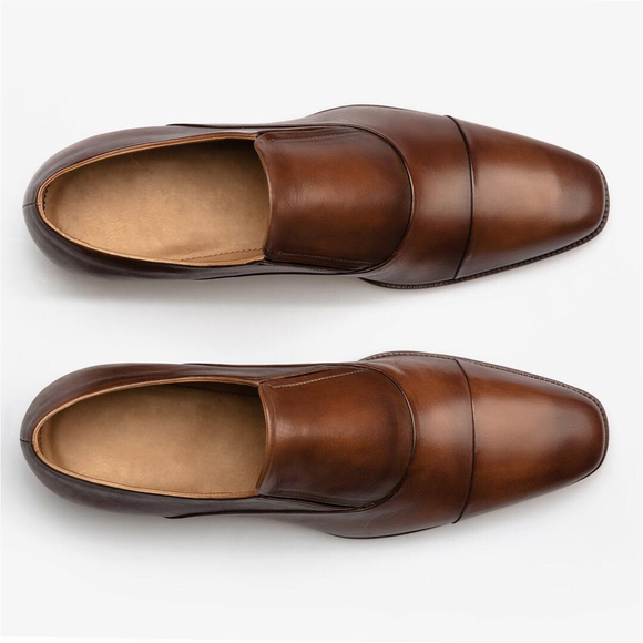 Brown Leather Hueva Toe Cap Slip On Classic Loafers