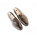 Height Increasing Goodyear Welted Barcelos Olive Green Leather Loafer With Violin Leather Sole
