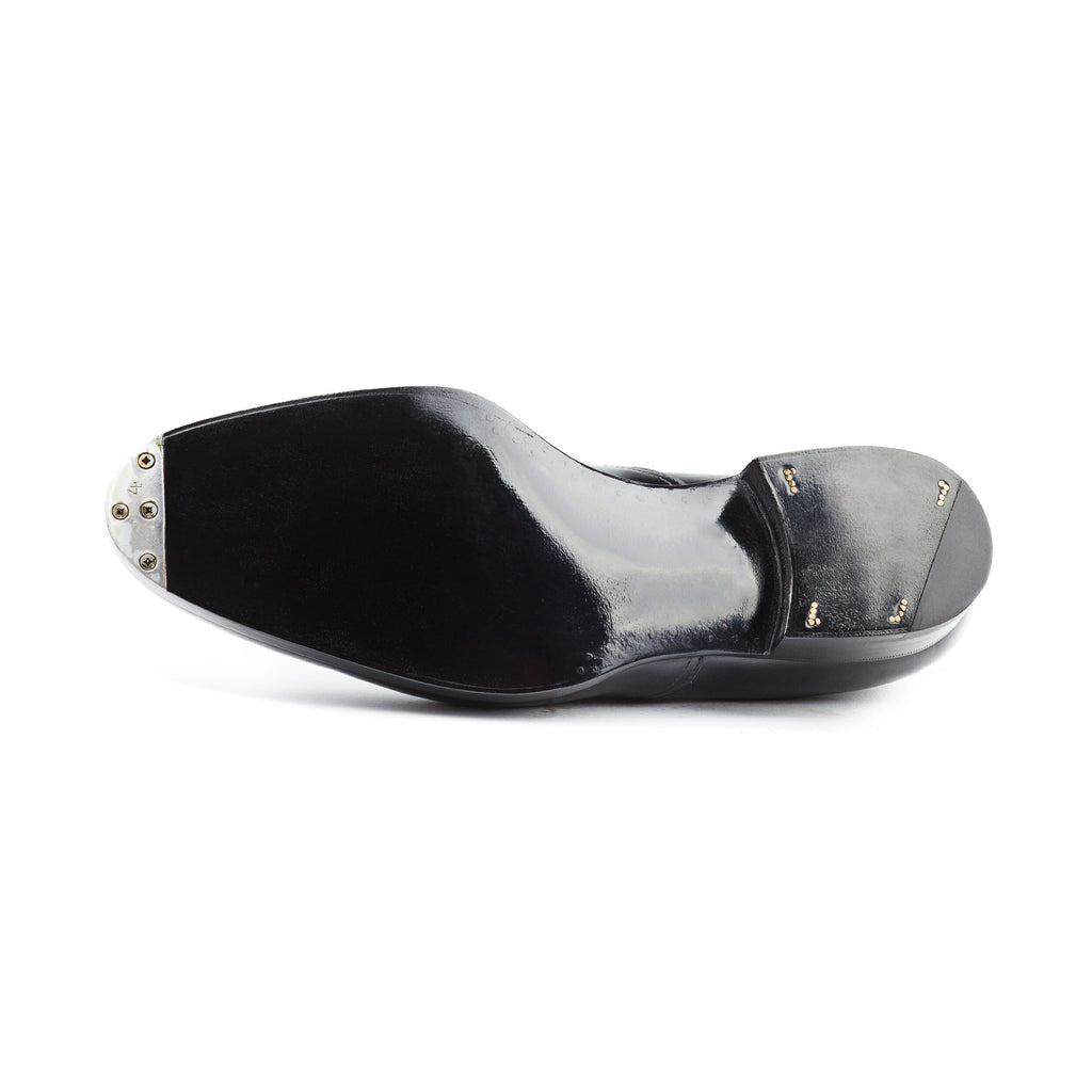 Goodyear Welted Moncorvo Black Leather Croc Print Oxford With Violin Leather Sole