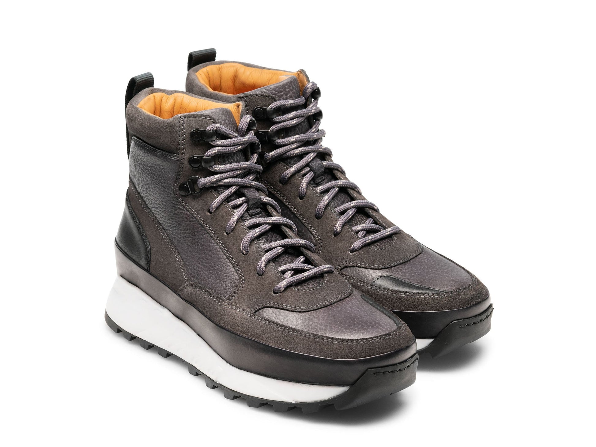 Grey Leather Dreketi High Top Sneaker Boots