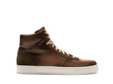Brown Leather and Suede Porirua High Top Sneaker Boots
