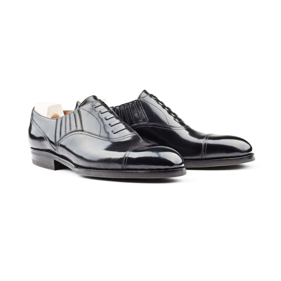 Height Increasing Goodyear Welted Braga Black Leather Oxford With Violin Leather Sole
