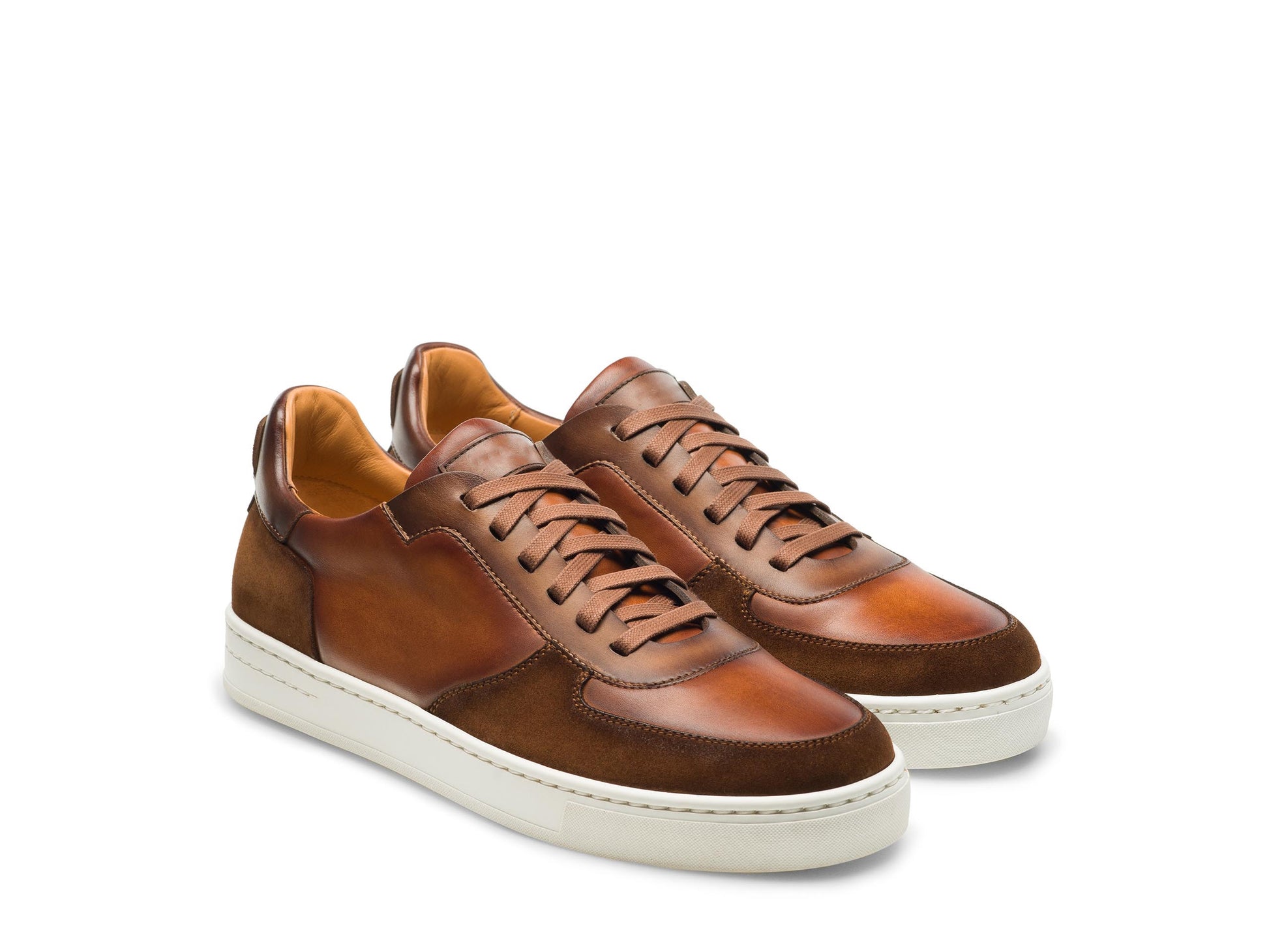 Tan Suede and Leather Nasinu Lace Up Sneakers