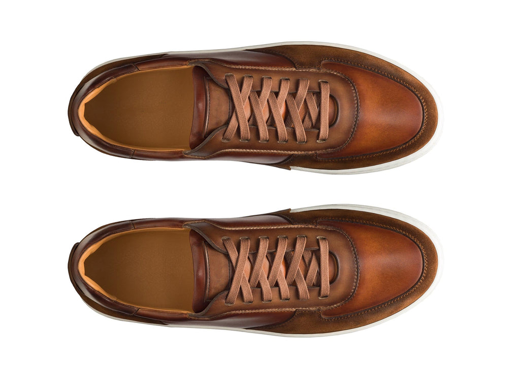 Height Increasing Tan Suede and Leather Nasinu Lace Up Sneakers