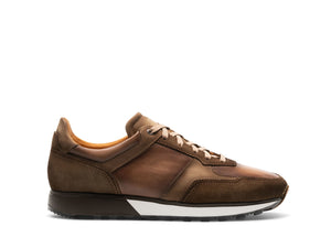 Height Increasing Tan Suede and Brown Leather Nausori Lace Up Running Sneaker Shoes