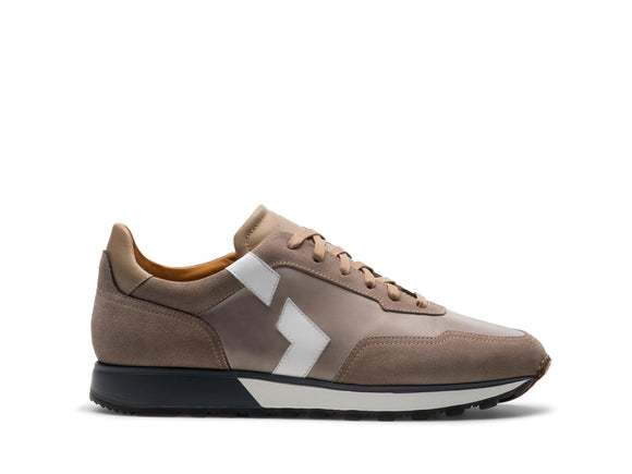 Height Increasing Tan Suede and Leather Laivai Lace Up Running Sneaker Shoes