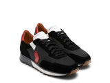 Height Increasing Black Leather and Suede Laivai Lace Up Running Sneaker Shoes