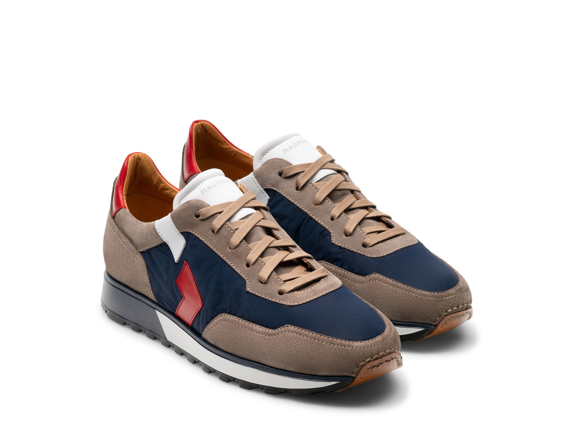 Tan Suede and Navy Blue Laivai Lace Up Running Sneaker Shoes