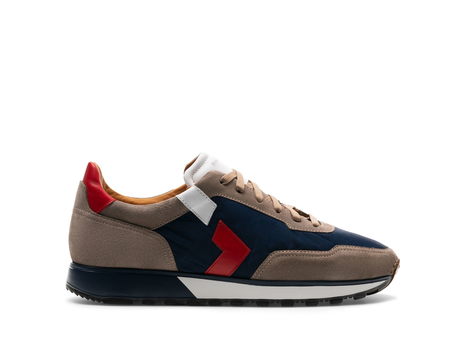 Tan Suede and Navy Blue Laivai Lace Up Running Sneaker Shoes