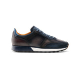 Height Increasing Navy Blue Suede and Grey Leather Nausori Lace Up Running Sneaker Shoes
