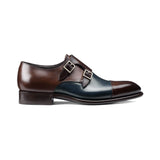 Navy Blue and Brown Leather Castle Monk Straps