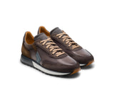 Height Increasing Brown Suede and Grey Leather Laivai Lace Up Running Sneaker Shoes
