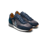 Height Increasing Navy Blue Suede and Grey Leather Laivai Lace Up Running Sneaker Shoes