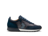 Height Increasing Navy Blue Suede and Grey Leather Laivai Lace Up Running Sneaker Shoes