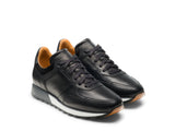 Black Leather Nausori Lace Up Running Sneaker Shoes