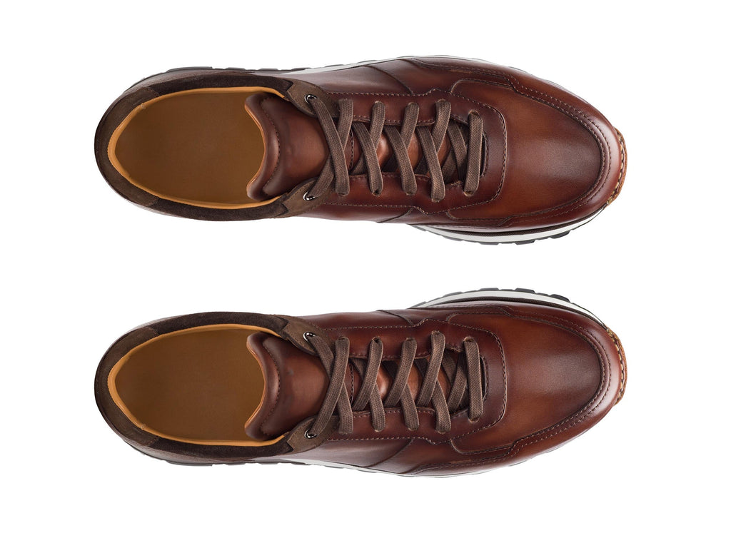 Height Increasing Brown Suede and Leather Nausori Lace Up Running Sneaker Shoes