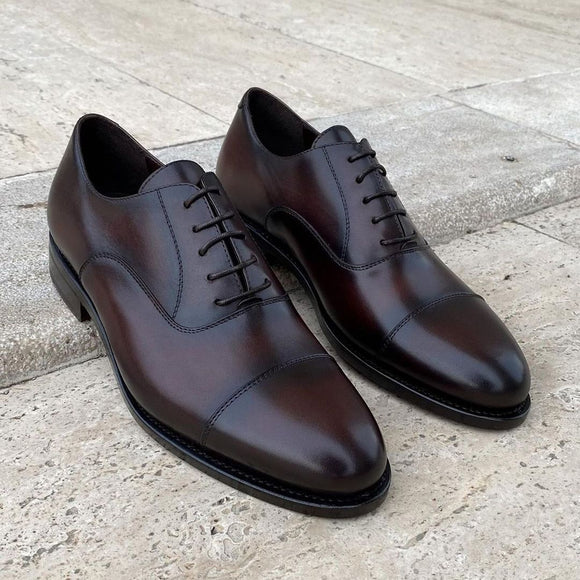 Height Increasing Brown Leather Dera Toecap Oxfords Shoes