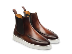 Tan Leather Napier High Top Chelsea Sneaker Boots