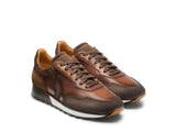 Height Increasing Brown Suede and Leather Laivai Lace Up Running Sneaker Shoes
