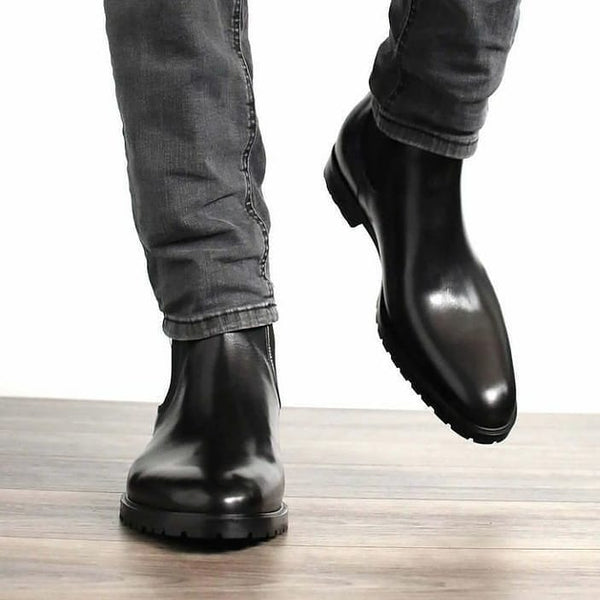 Mens black slip sales on boots